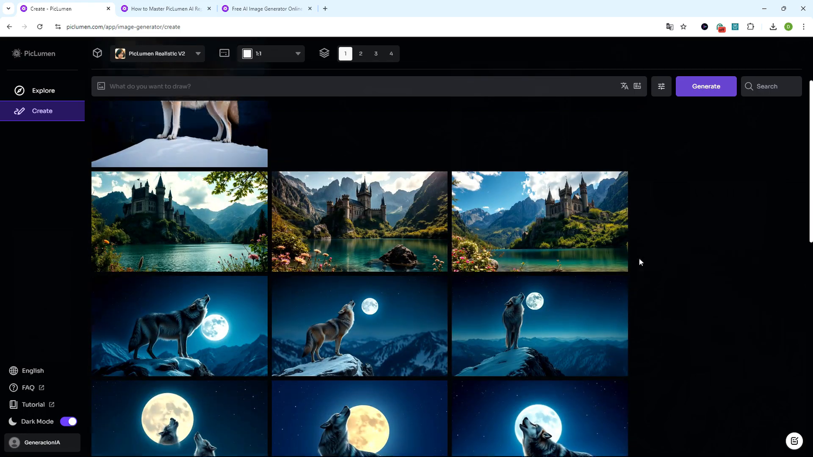 Cuadro de texto para ingresar el prompt en PicLumen